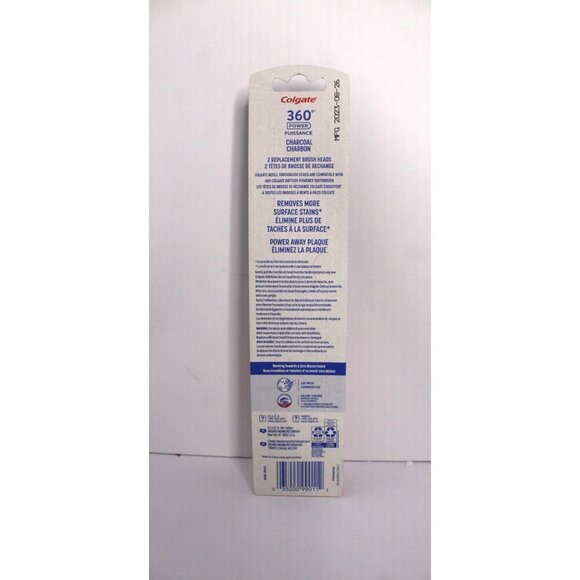 Colgate 360 Power Charcoal Toothbrush Replacement Heads Soft Two Pack Refills - Picture 5 of 5